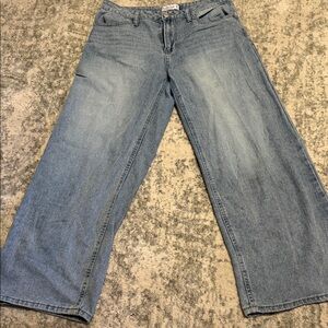 Light Blue Denim Jeans-wide leg